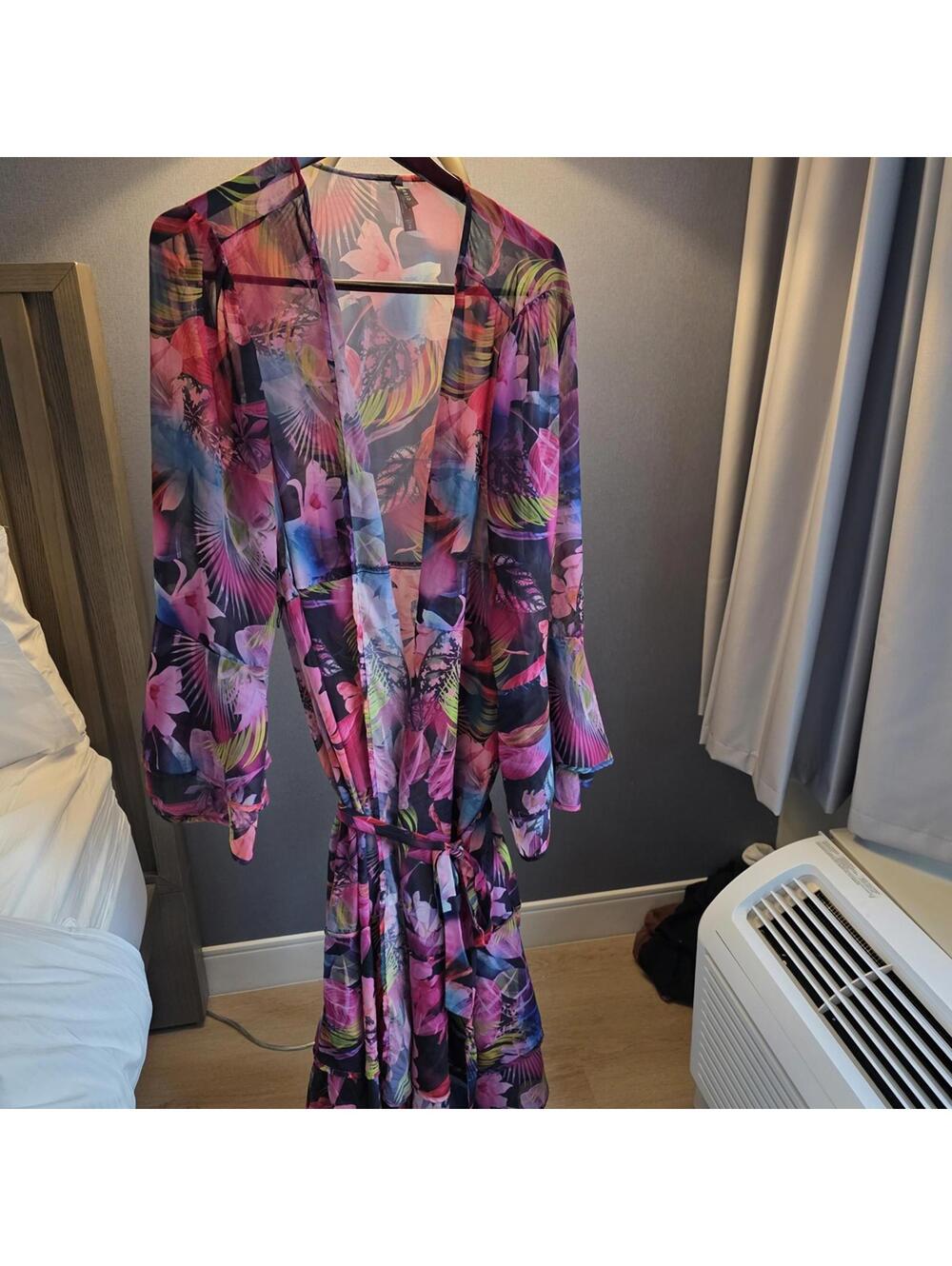 torrid Tropical Sheer Floral Kimono Robe in Pink & Purple